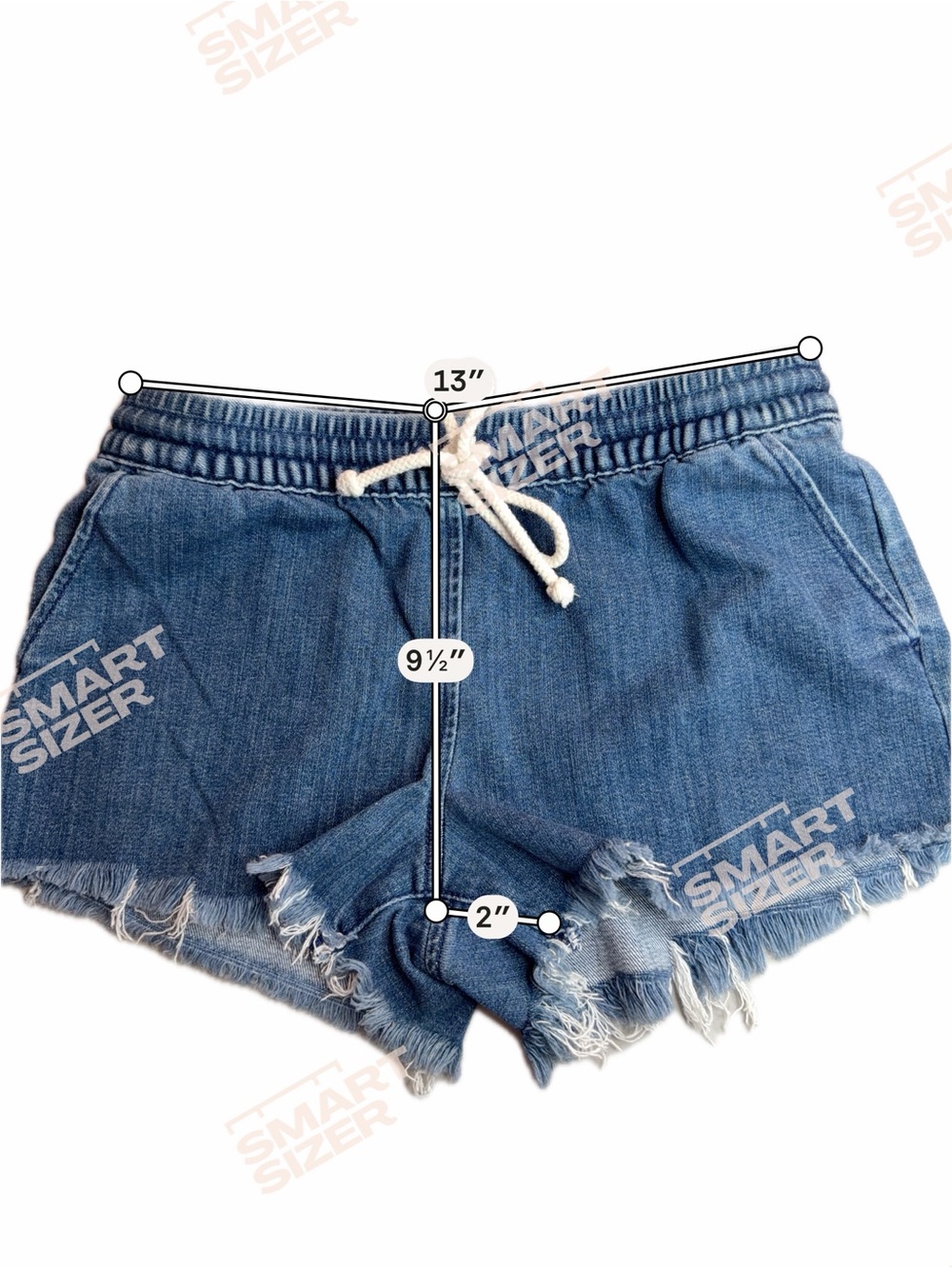 Aerie Chambray Jean Shorts Women’s Sz-XS Drawstring Pull-On Frayed Hem Mid Wash - Picture 3 of 6
